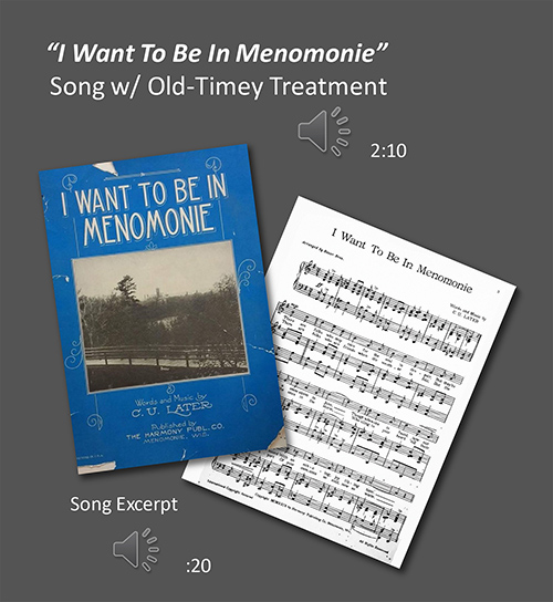 Images of the “I Want to be in Menomonie” sheet music by C.U. Later in 1929.