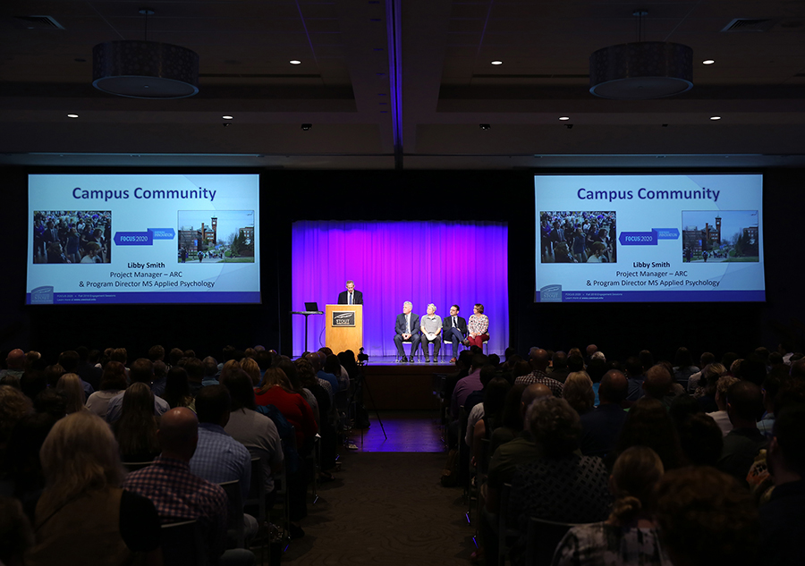 Several hundred faculty and staff attend the 2018 Opening Day event at the Memorial Student Center.