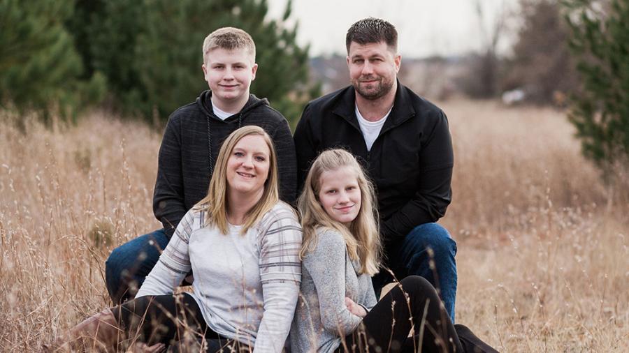 Kristi Foust, front left, pictured clockwise with her son, Ethan, husband, Jay, and daughter Jaelyn. 