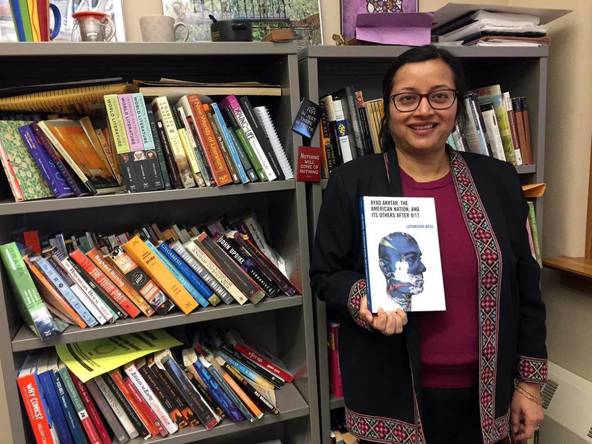 UW-Stout English professor Lopamudra Basu has published a book on Pulitzer Prize winner Ayad Akhtar. / UW-Stout photo by Pam Powers