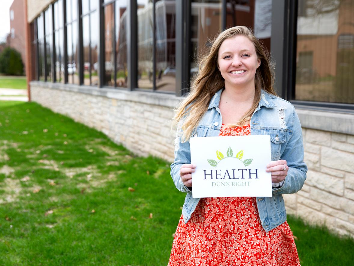 UW-Stout student Megan Hultgren created the logo for the Health Dunn Right coalition. / UW-Stout photo by Chris Cooper