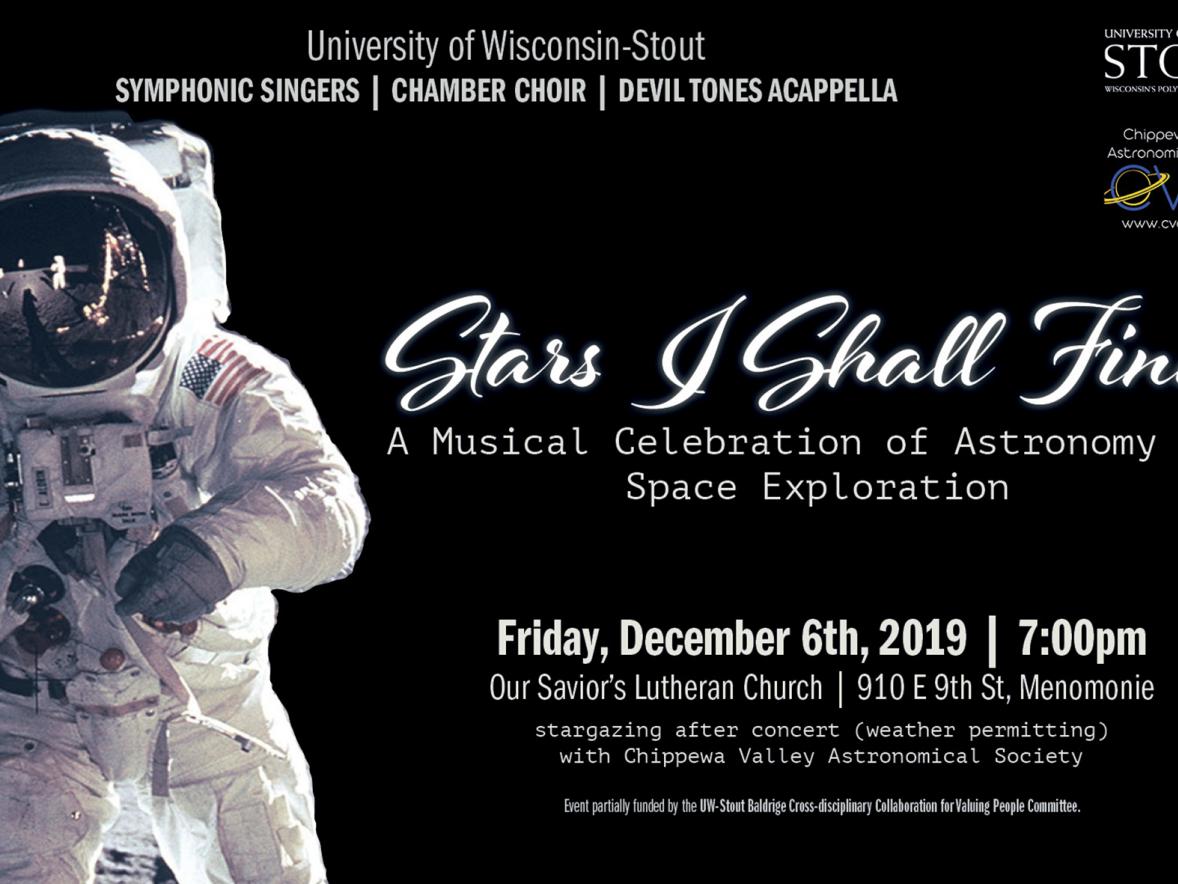 The poster for Stars I Shall Find, the UW-Stout Symphonic Singers winter concert.