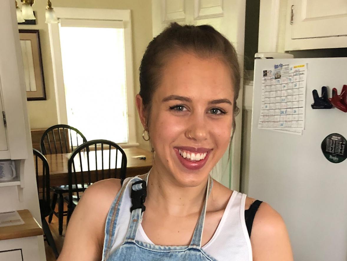 HRTM student Rayne Holmson in her kitchen at home.