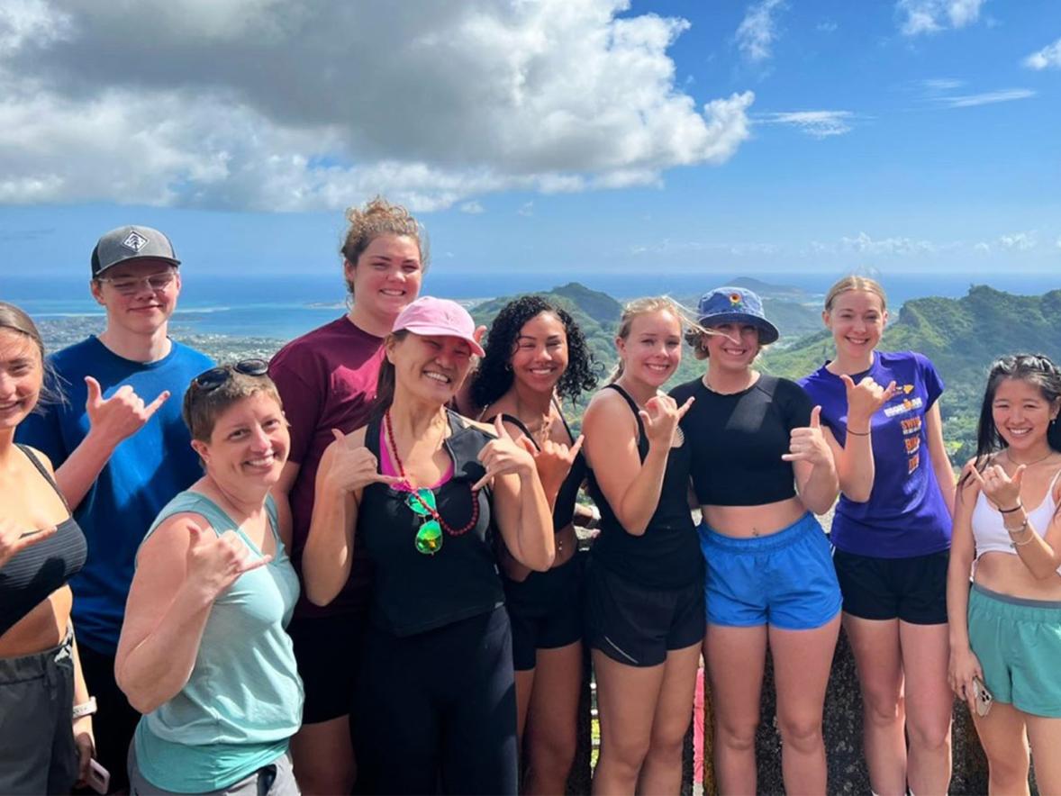 Erin O'Brien and fellow students on a study abroad trip to Hawaii.